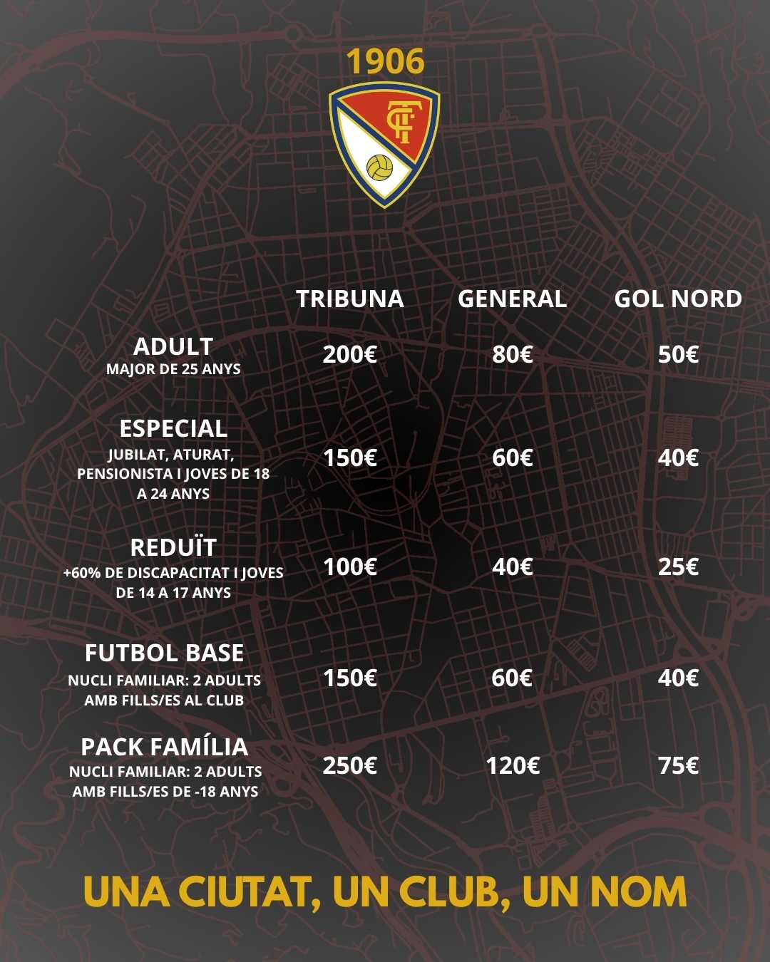 Preus carnets Terrassa FC