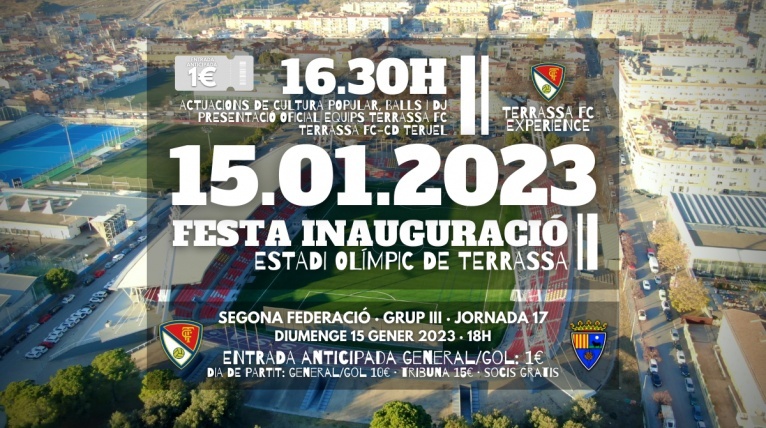 El Terrassa FC celebrarà aquest diumenge la reinauguració de l’Estadi Olímpic de Terrassa amb una gran festa