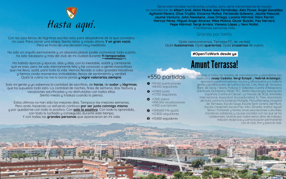 Juanma Medina posa punt final a la seva etapa com a responsable de comunicaci&oacute; al Terrassa FC despr&eacute;s d&rsquo;onze anys de dedicaci&oacute;