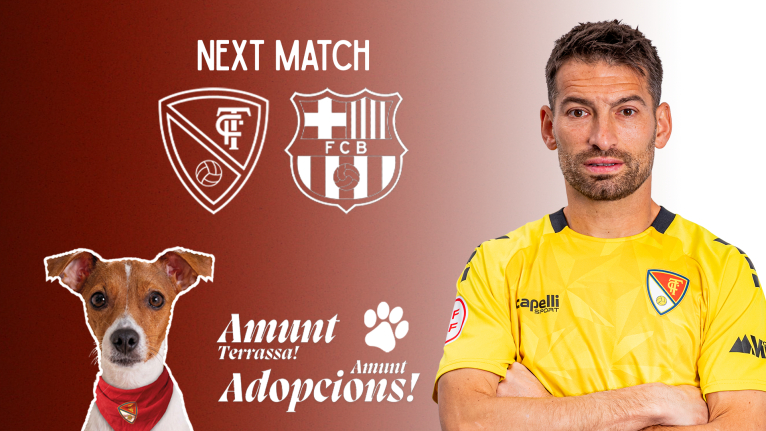 Campanya per fomentar les adopcions de gossos del CAAD a la pr&egrave;via del partit entre el Terrassa FC i el Bar&ccedil;a Atl&egrave;tic