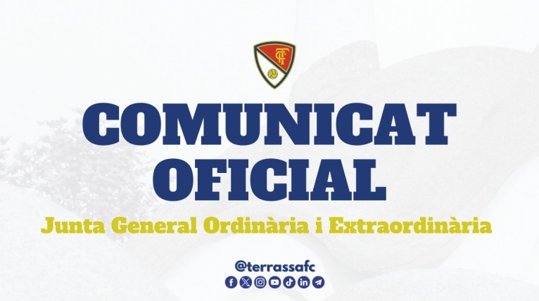 Convocat&ograve;ria Junta General Extraordin&agrave;ria d'accionionistes del Terrassa FC