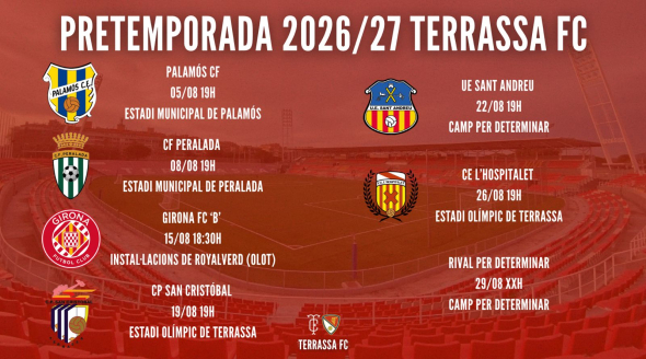 El Terrassa FC defineix una exigent pretemporada 2026/27 amb set partits de preparaci&oacute;
