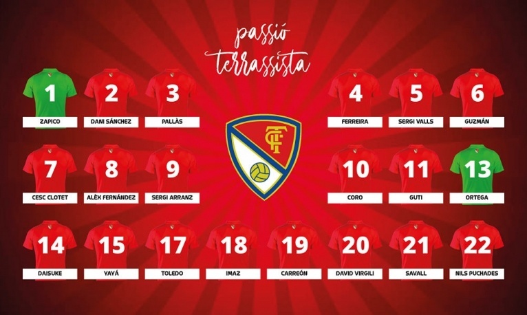 Assignats els dorsals del Terrassa FC 18/19