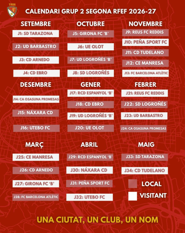 Definit el calendari per la temporada 2026/27