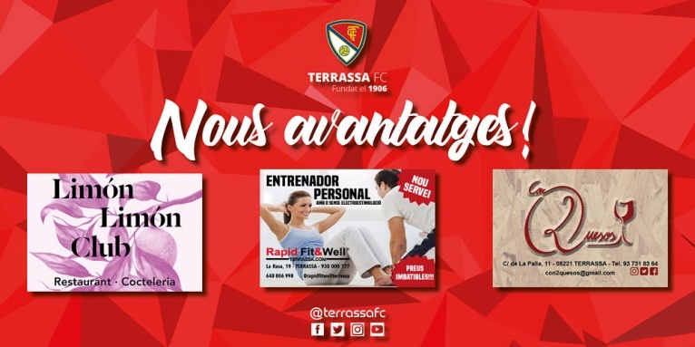 Si ets soci del Terrassa FC ara també tens 3 descomptes irresistibles!