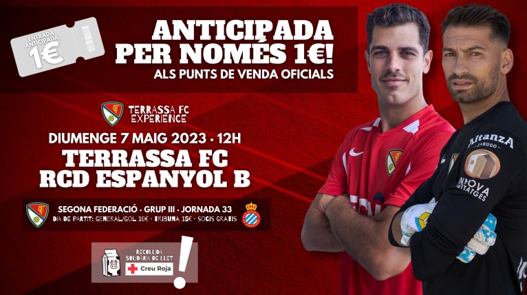 El Terrassa FC col&middot;labora amb Creu Roja amb les entrades solid&agrave;ries