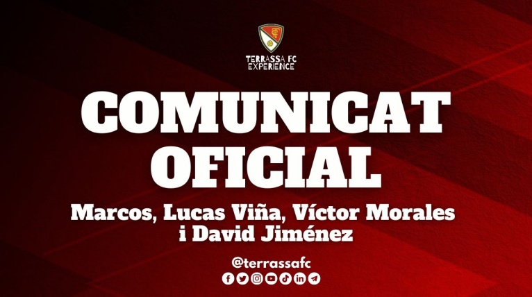 Marcos, Lucas Vi&ntilde;a, V&iacute;ctor Morales i David Jim&eacute;nez, un any m&eacute;s al Terrassa FC